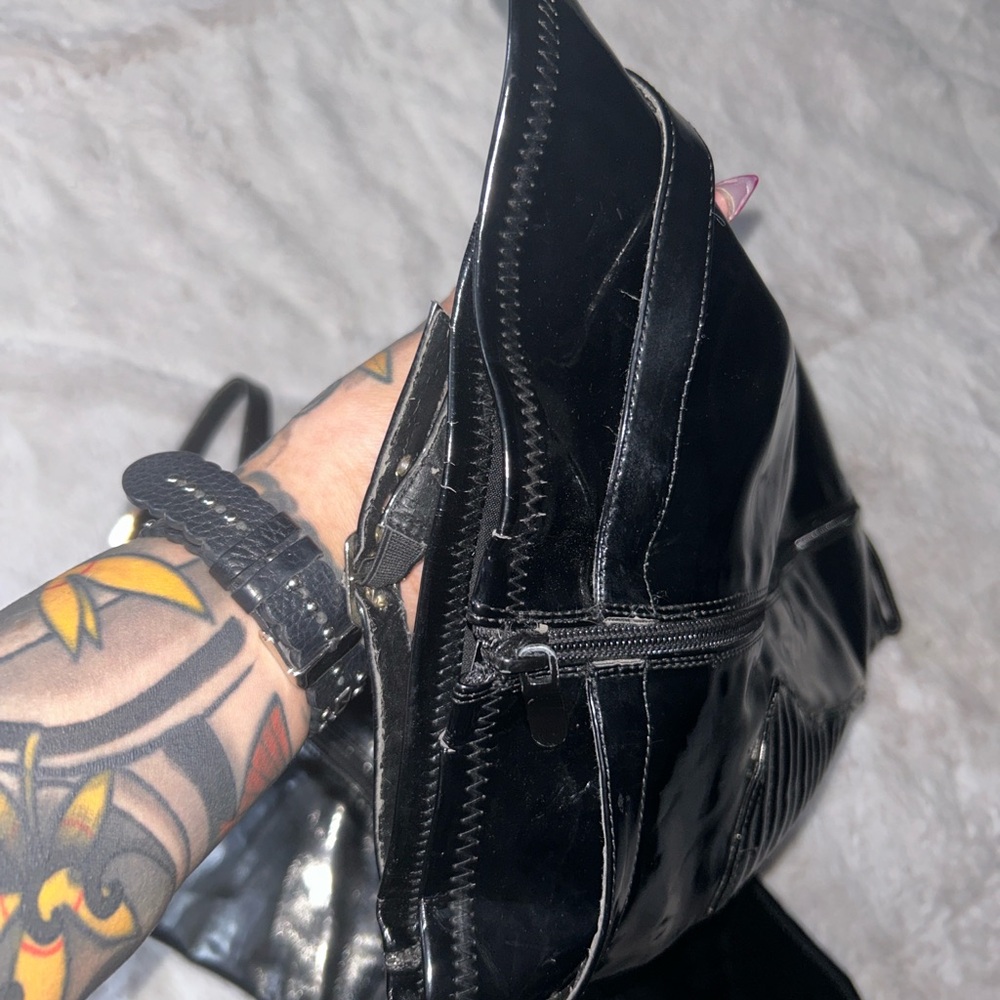 Goth Shiny Black Over the Knee Stiletto Boots - Picture 7 of 9